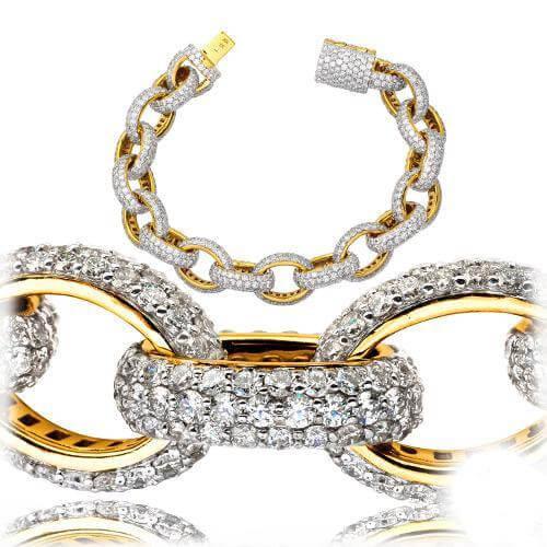 10KY 22.60CTW DIAMOND ROLO LINK BRACELET - 7" - Johnny Dang & Co