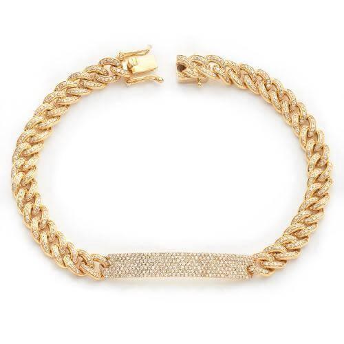 14KY 2.05CTW DIAMOND MIAMI CUBAN BRACELET WITH DIA - Johnny Dang & Co