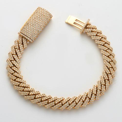 14KY 9.30CTW DIAMOND SQUARE CUBAN BRACELET - - Johnny Dang & Co