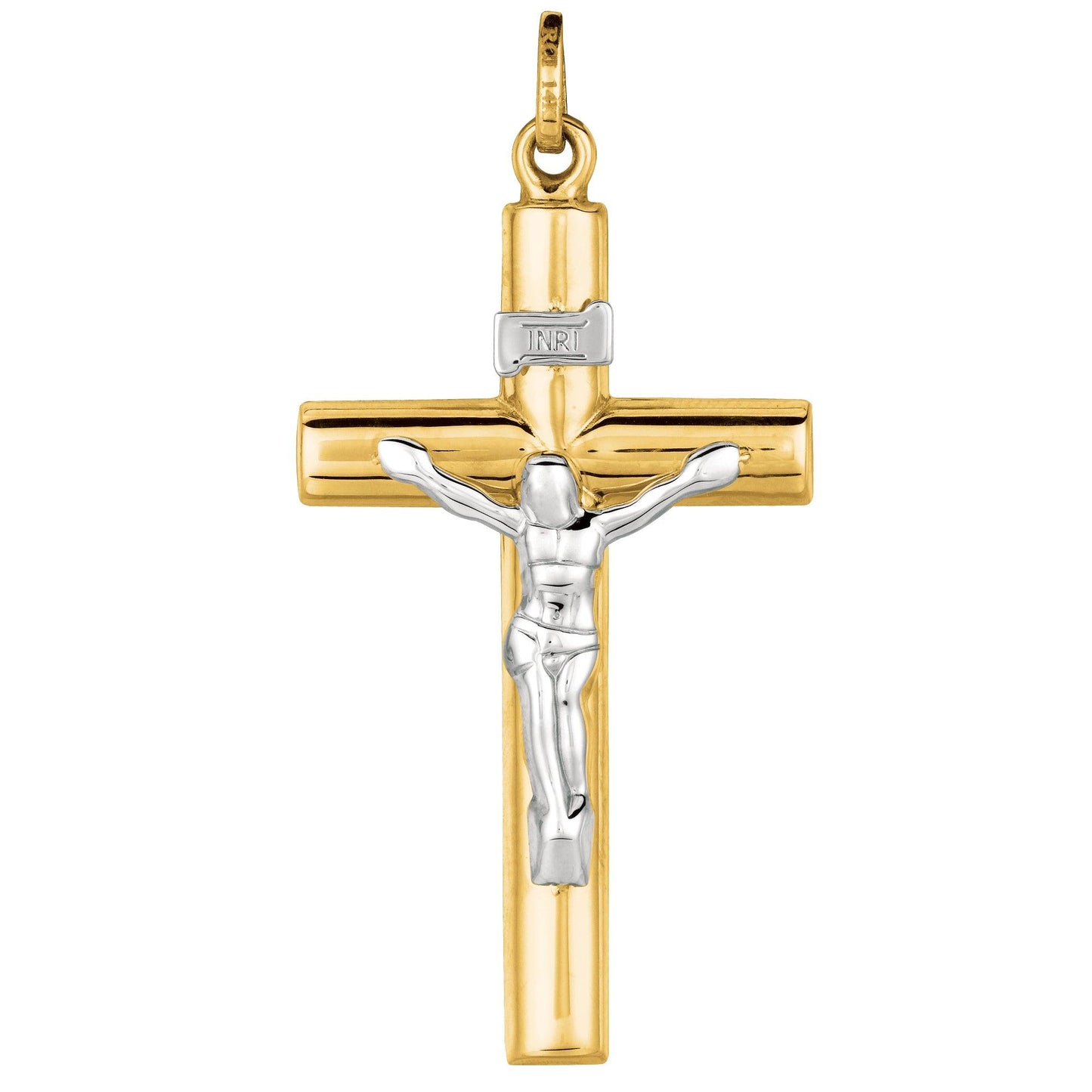 14K Gold Large Domed Crucifix Cross - Johnny Dang & Co