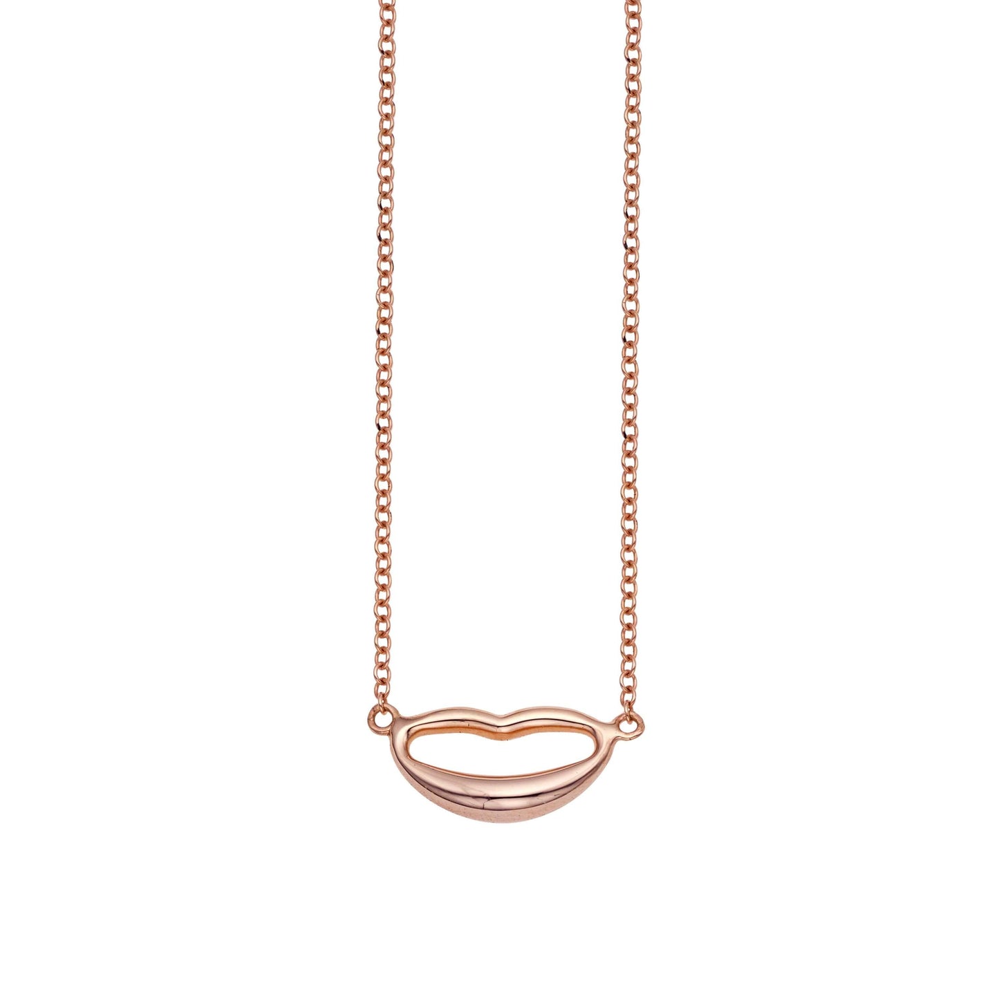 14kt Gold 18 inches Rose Finish 7.9x19mm(CE)+1.3mm(Ch) Polished Extendable Lips Necklace with Lobster Clasp - Johnny Dang & Co