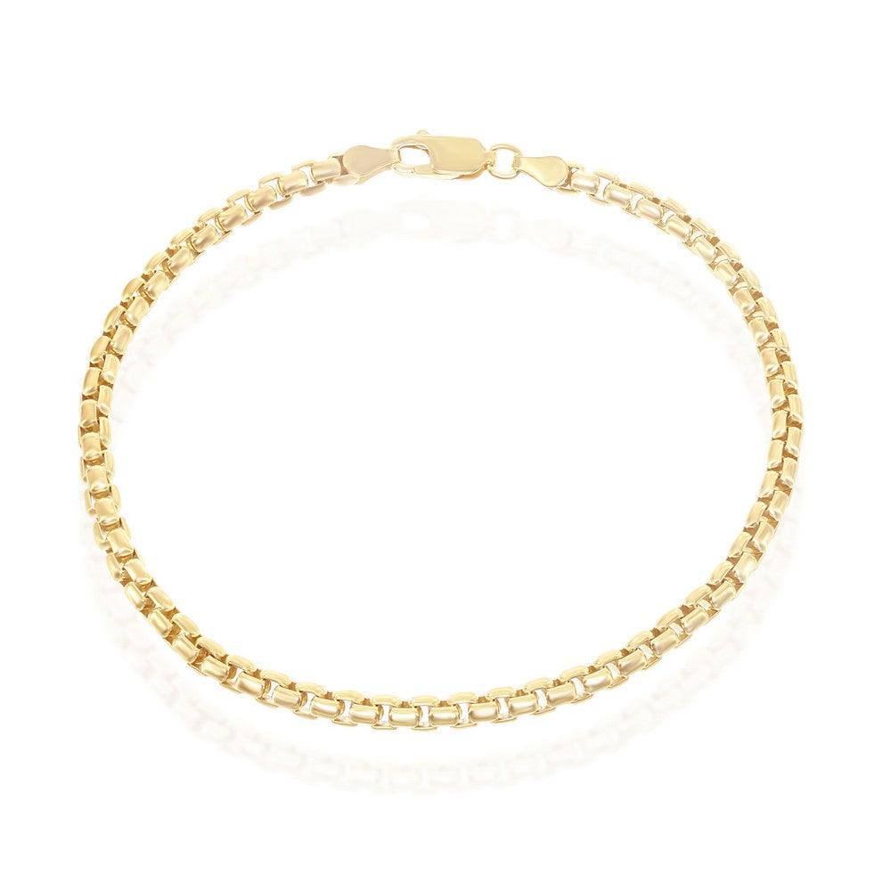 Sterling Silver 3mm Round Box Chain - Gold Plated - Johnny Dang & Co