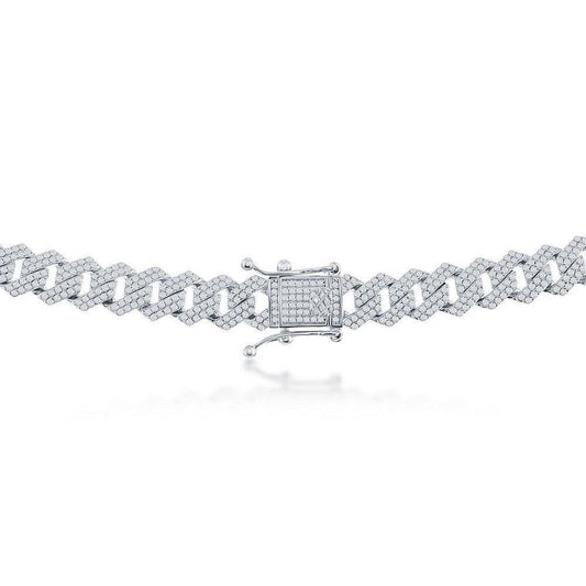Sterling Silver 8mm Micro Pave Monaco Chain - Johnny Dang & Co