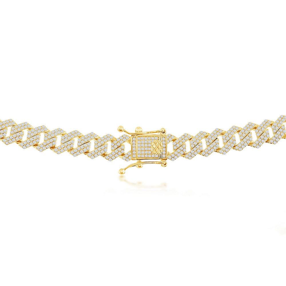 Sterling Silver 8mm Micro Pave Monaco Bracelet - Gold Plated 8" - Johnny Dang & Co