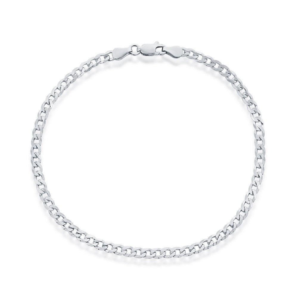 Sterling Silver 3.5mm Cuban Anklet - Rhodium Plated - Johnny Dang & Co