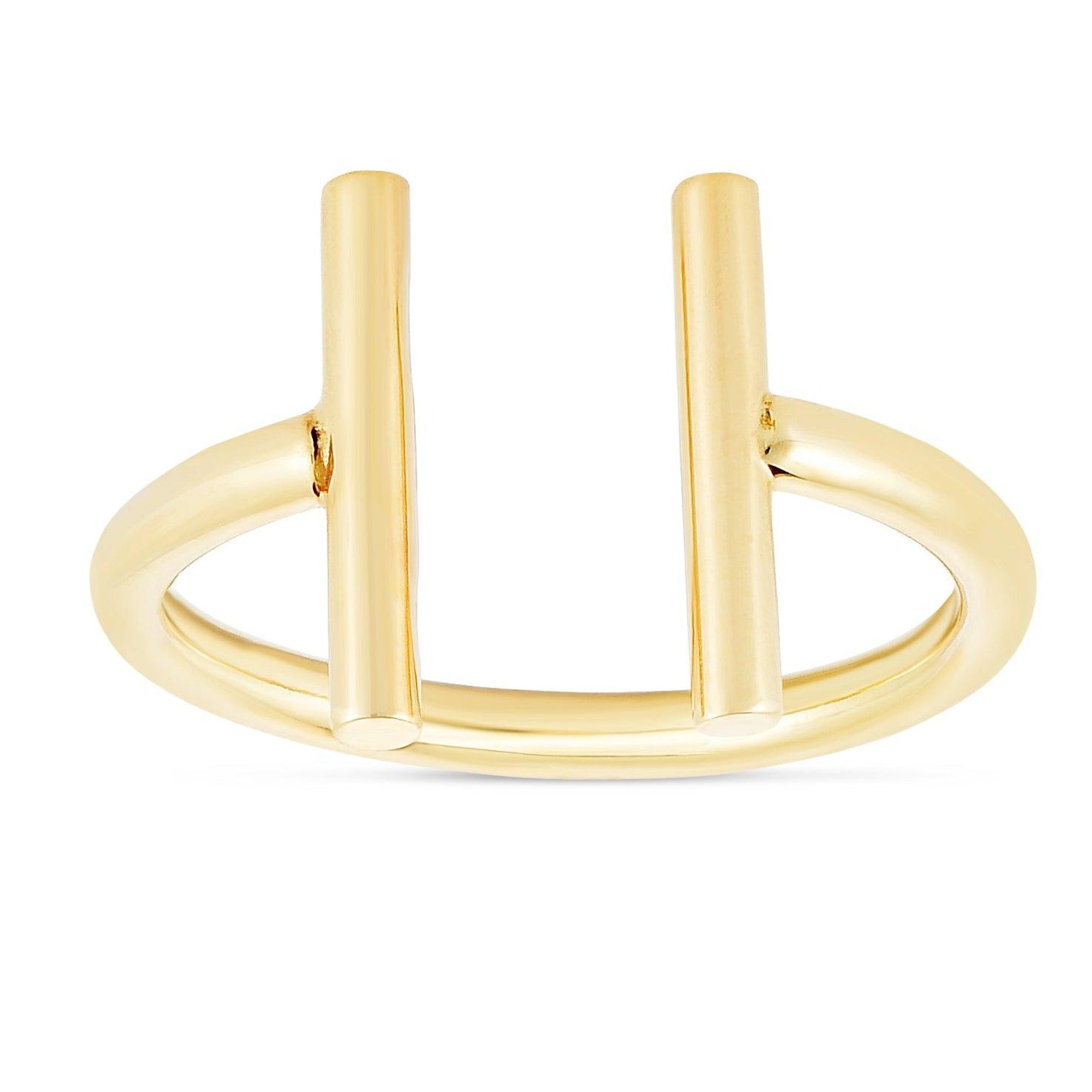 14K Gold Open Double Bar Ring - Johnny Dang & Co