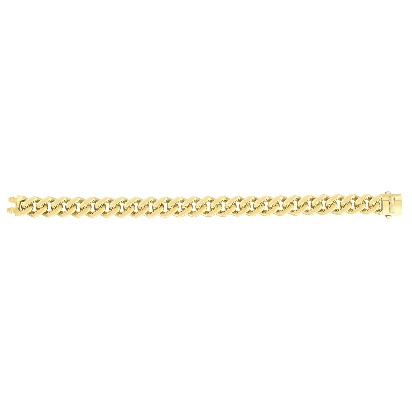 14kt Gold 7 inches Yellow Finish 11.3mm Polished Curb Link Bracelet with Box with Both Side Push Clasp - Johnny Dang & Co