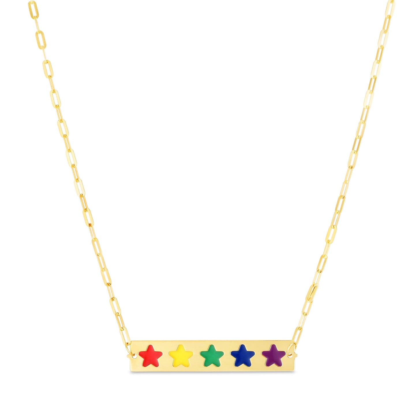 14K Rainbow Enamel Bar Necklace - Johnny Dang & Co