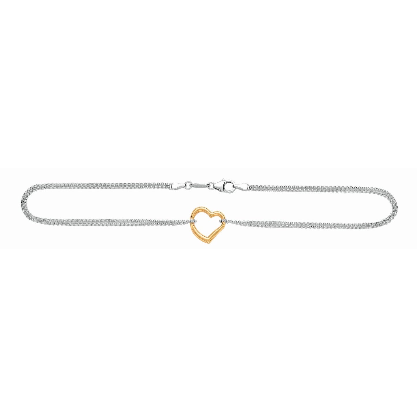 14K & Silver Heart Anklet - Johnny Dang & Co