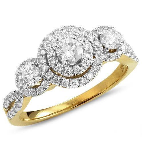 14KY1.00CTW DIAMOND 3-STONE RING - Johnny Dang & Co