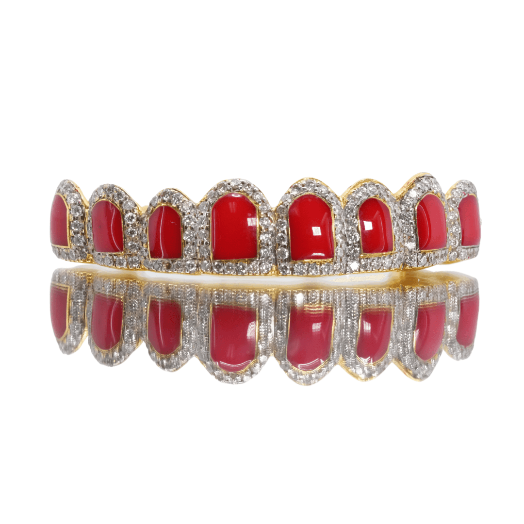Red Enamel Diamond Grillz Johnny Dang & Co
