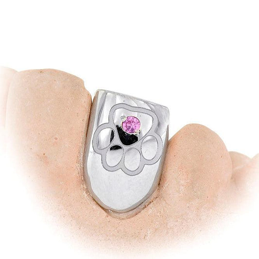 JDTK-S171201-2 18K INDIVIDUAL Tooth with Engraving and a Single Sapphire - Johnny Dang & Co