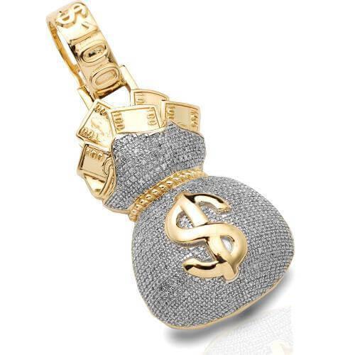 10KY 1.15CTW DIAMOND 'MONEYBAG' PENDANT - Johnny Dang & Co
