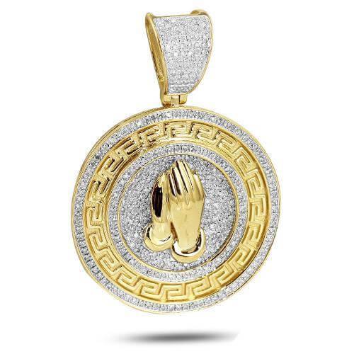 10KY 0.85CTW DIAMOND PRAYING HANDS MEDALLION - Johnny Dang & Co