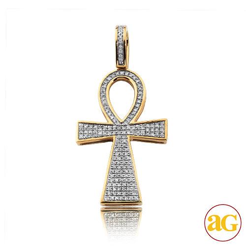 10KY 0.40CTW DIAMOND ANKH CROSS PENDANT - Johnny Dang & Co