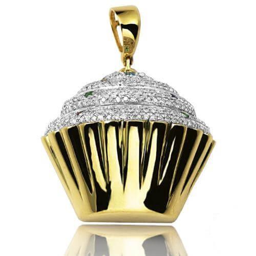 10KY 0.75CTW DIAMOND CUPCAKE PENDANT WITH COLORED - Johnny Dang & Co