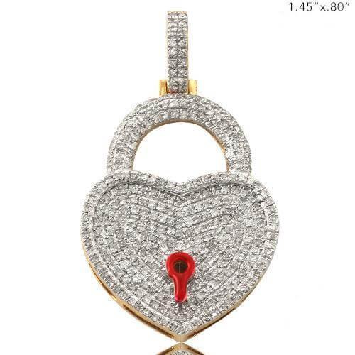 10KY 1.00CTW HEART LOCK DIAMOND PENDENT - Johnny Dang & Co
