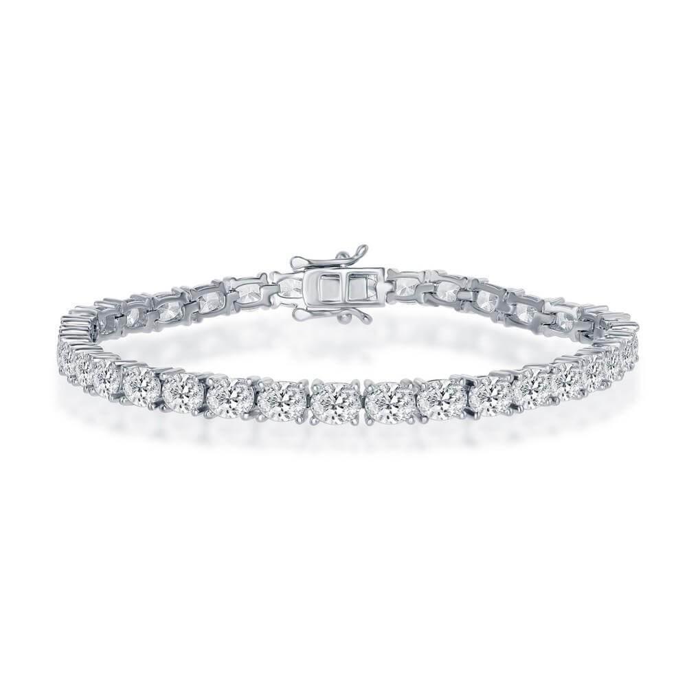 Sterling Silver 5x4mm Oval CZ Tennis Bracelet - Johnny Dang & Co