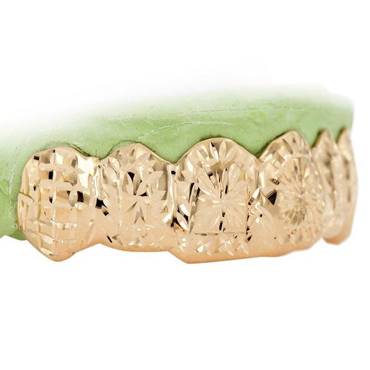 Custom 6 Teeth Solid Grill with Sunburst Diamond Cuts - TVJ-6045 - Johnny Dang & Co