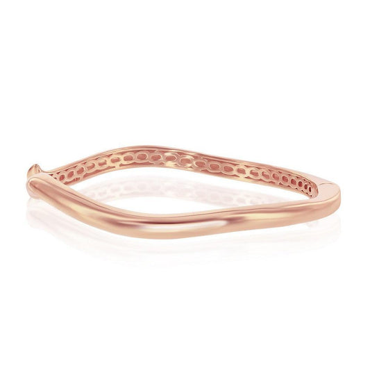 Sterling Silver Waved Bangle - Rose Gold Plated - Johnny Dang & Co