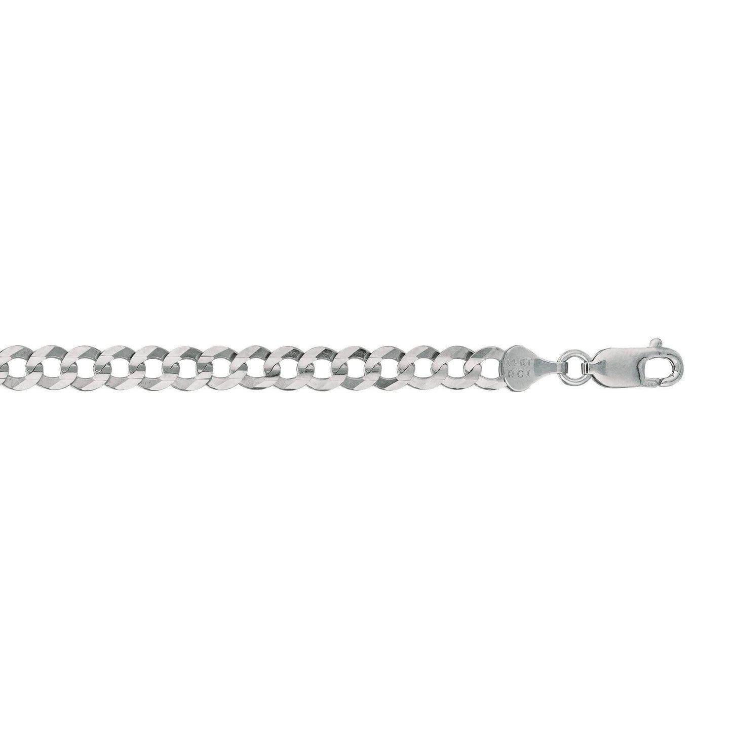 14kt 8.50 inches White Gold 5.7mm Diamond Cut Comfort Curb Chain with Lobster Clasp - Johnny Dang & Co