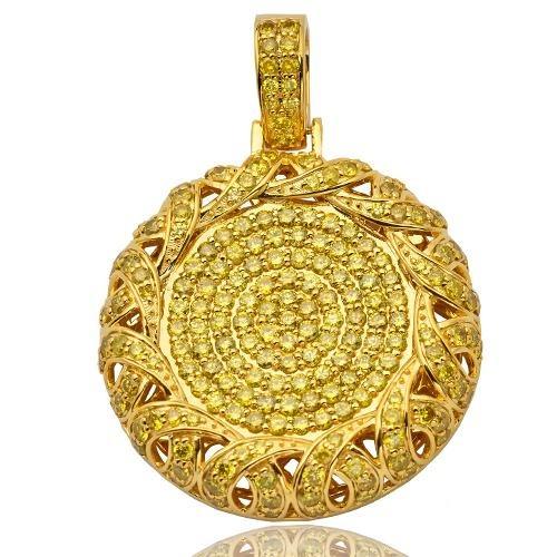10KY 5.00CTW YELLOW DIAMOND DISC PENDANT WITH BRAI - Johnny Dang & Co