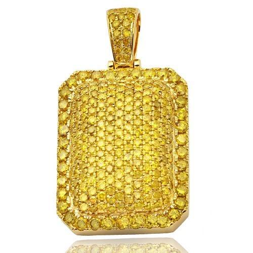 10KY 6.50CTW YELLOW DIAMOND DOGTAG PILLOW PENDANT - Johnny Dang & Co