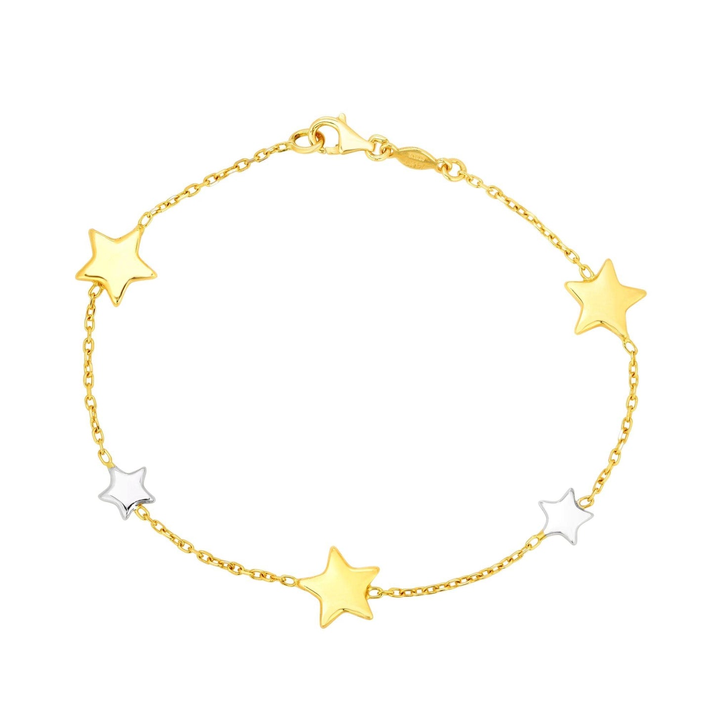 14K Gold Polished Star Station Bracelet - Johnny Dang & Co