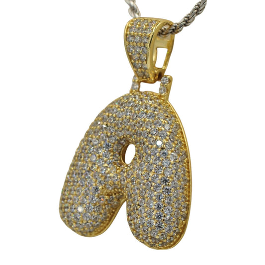 TVJA- Sterling Silver CZ Letter A Pendant - Johnny Dang & Co