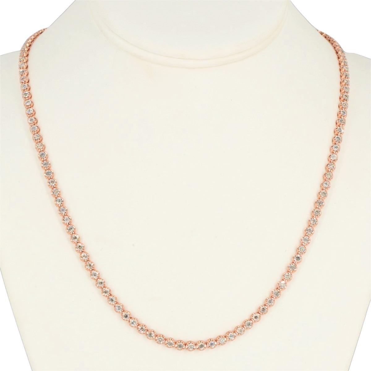 10k Rose Gold '7 pointer Illusion Setting Diamond Tennis Chain' 2.97cttw 20 inches - Johnny Dang & Co