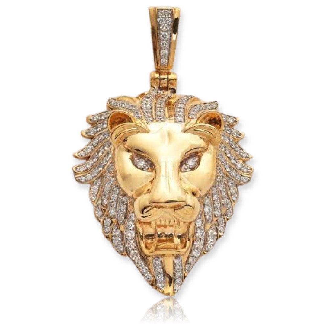 14KY 5.00CTW DIAMOND LION HEAD PENDANT - Johnny Dang & Co