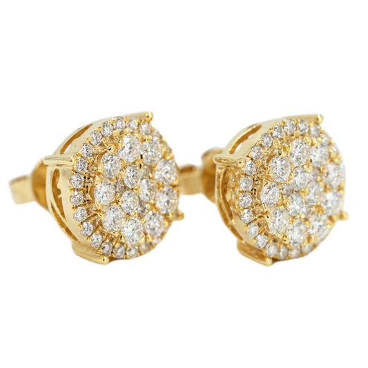 14K 2.00CTW DIAMOND ROUND CLUSTER EARRINGS WITH HALO - Johnny Dang & Co