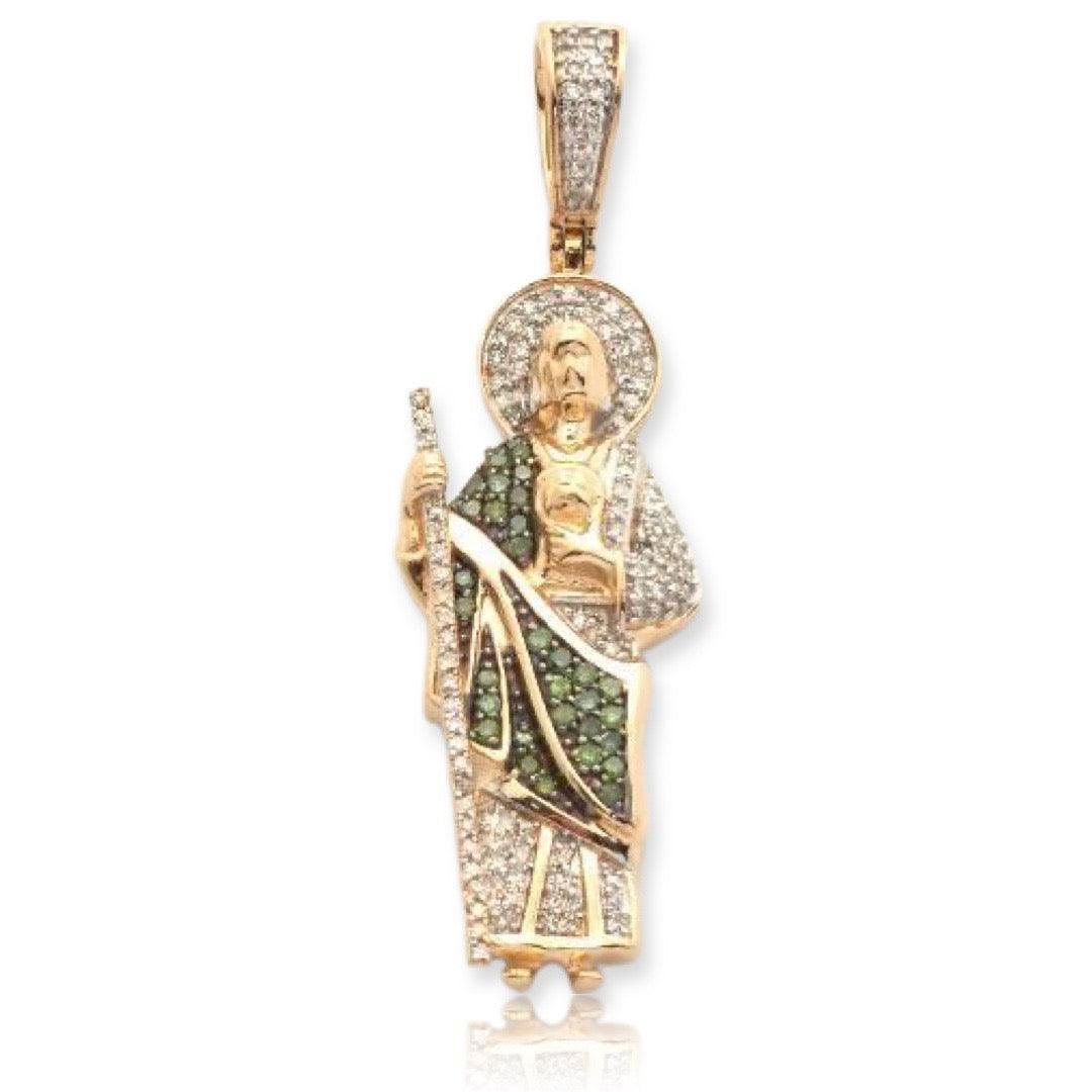 14KY 0.80CTW GREEN AND WHITE DIAMOND ST. JUDE - Johnny Dang & Co