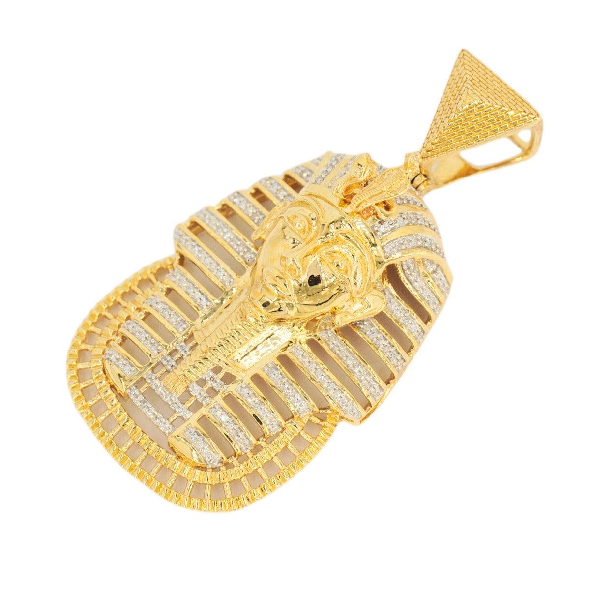 10k Yellow Gold 0.55ctw Diamond Egyptian Pharaoh With Serpent Crown - Johnny Dang & Co