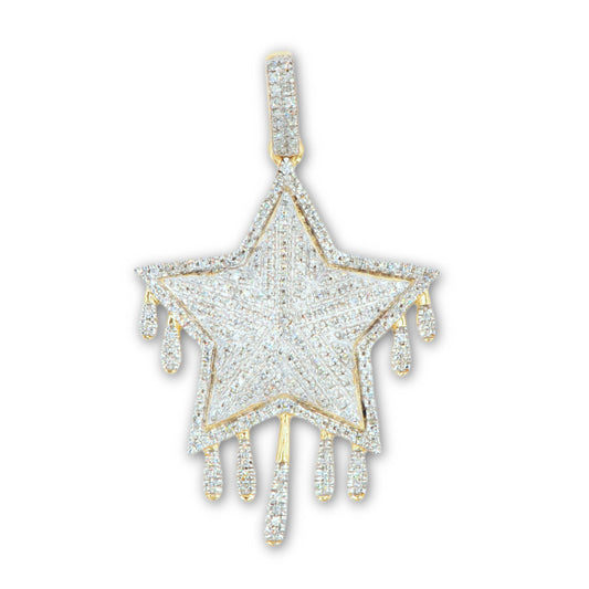 10K 0.75CT DRIPPING DIAMOND STAR PENDANT - Johnny Dang & Co