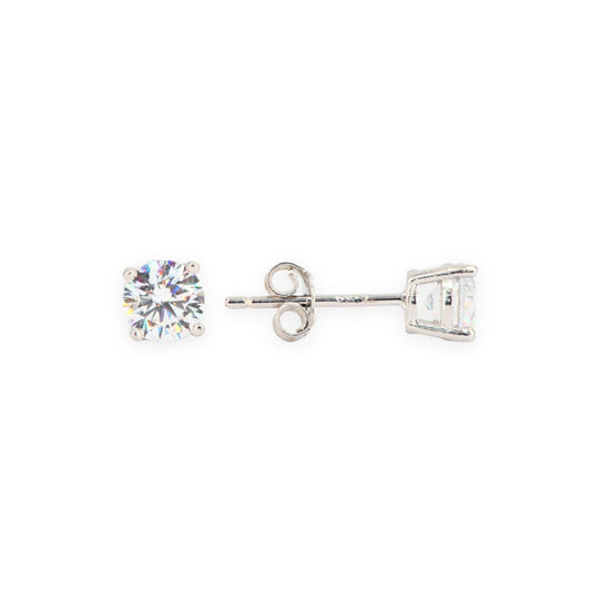 Silver and 5mm CZ Stud Earrlings - Johnny Dang & Co