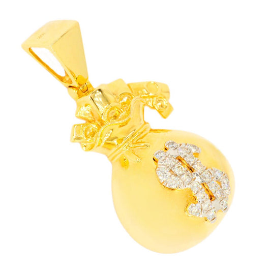 10KY 0.50CTW DIAMOND $ MONEY BAG PENDANT - Johnny Dang & Co