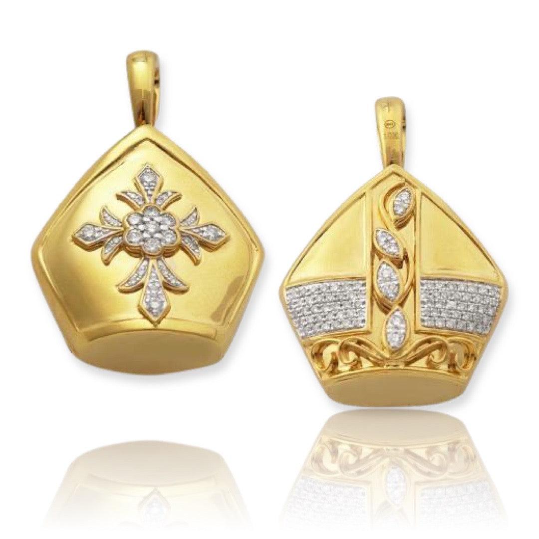 10KY 0.90CTW DIAMOND POPE CROWN PENDANT - Johnny Dang & Co