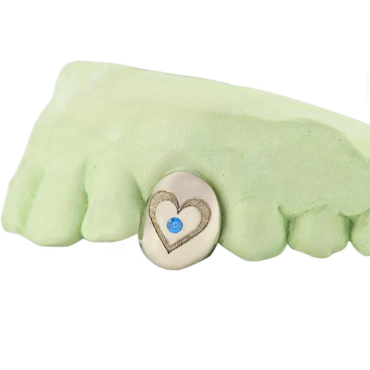 18K Individual Heart Engraved With Color Enhanced Diamond - Johnny Dang & Co