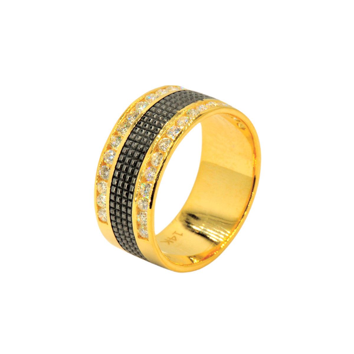 14K 1.0 CTTW Men's Diamond And Black Plated Center Designer Band - Johnny Dang & Co