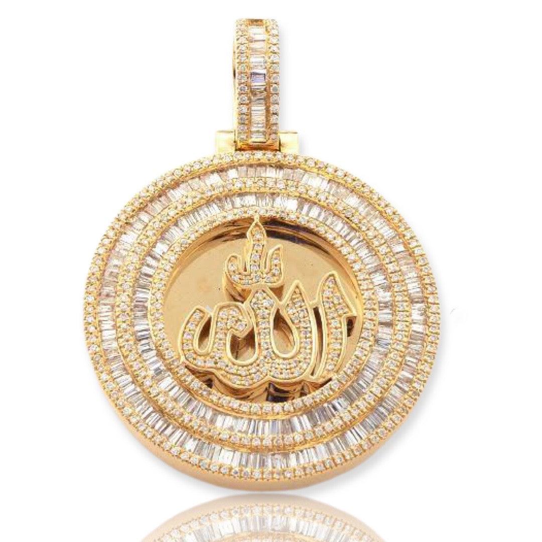 14KY 2.40CTW BAGUETTE DIAMOND 'ALLAH' MEDALLION - Johnny Dang & Co