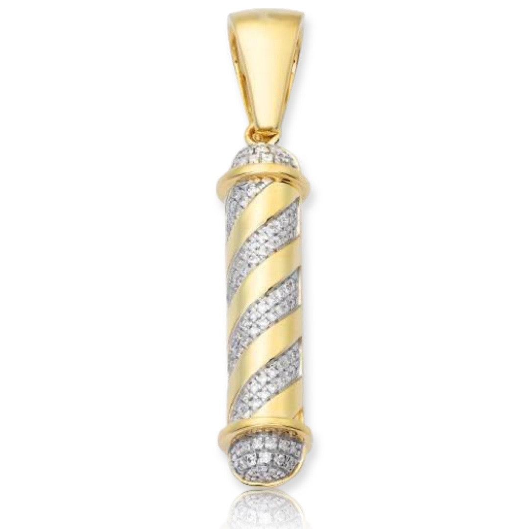 10KY 1.00CTW DIAMOND BARBER POLE PENDANT - Johnny Dang & Co