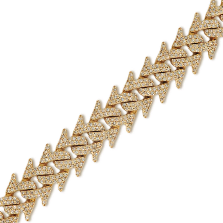 10k Yellow Gold 14mm Diamond Spiked Cuban Link Bracelet 8.5 Inches