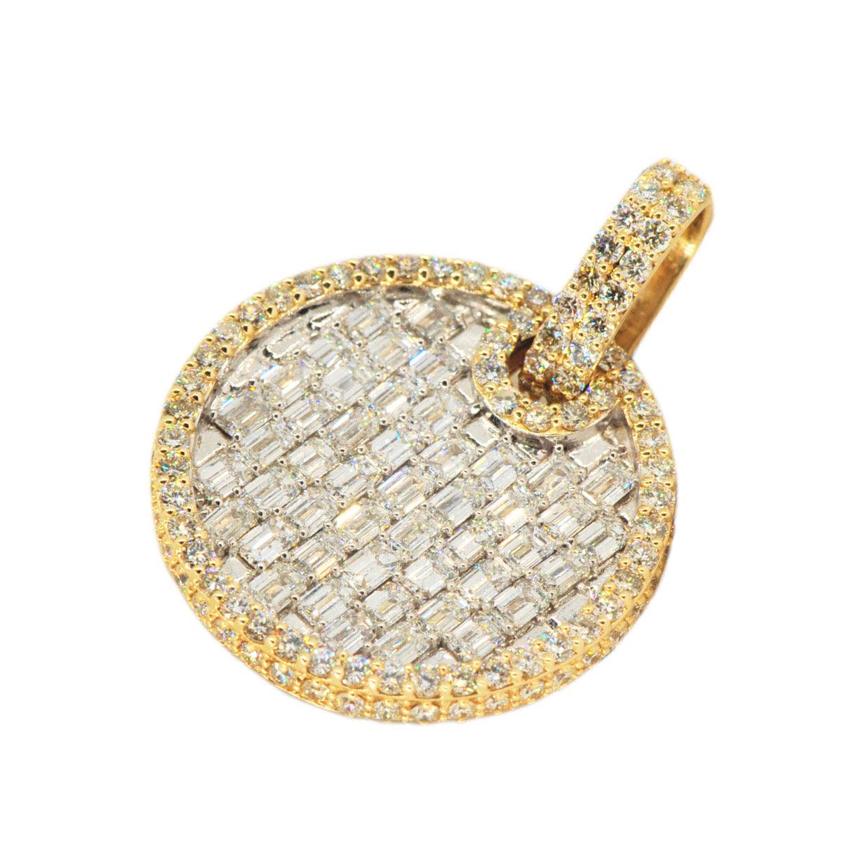 10k Yellow Gold 6.25CTW Round and Emerald Cut Diamond Medallion - Johnny Dang & Co