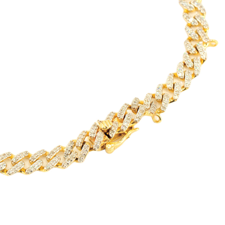 10k Gold 1.00ctw Diamond Link Charm Bracelet 7.5