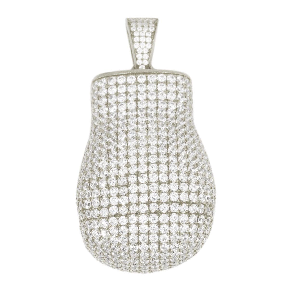 Sterling Silver with CZ High Polished Boxing Glove - Hollow - Johnny Dang & Co