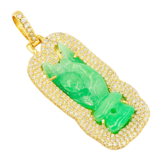 10k Yellow Gold 3.27ctw Jade and Diamond Karana Mudra Buddha Hand - Johnny Dang & Co