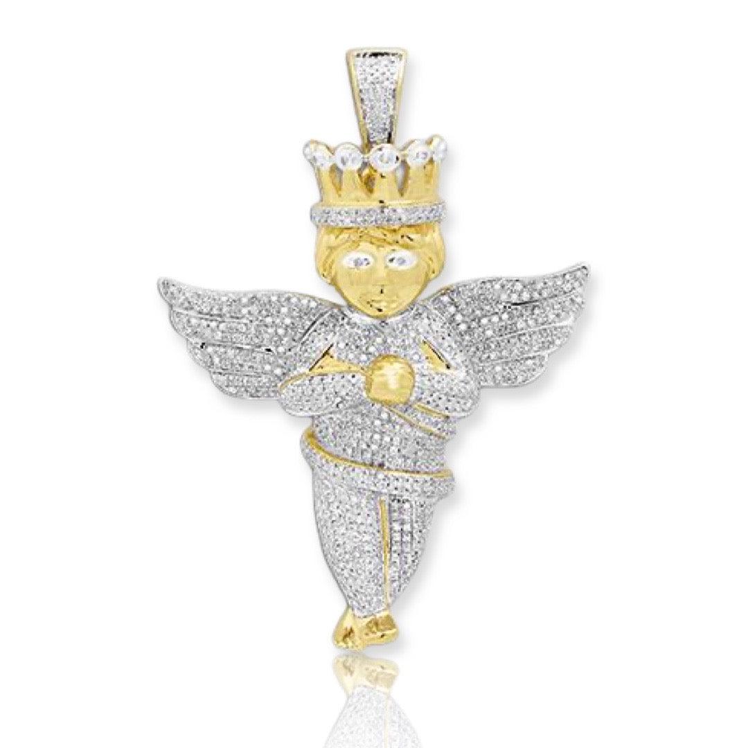 10KY 2.05CTW DIAMOND ANGEL PENDANT WITH CROWN - Johnny Dang & Co