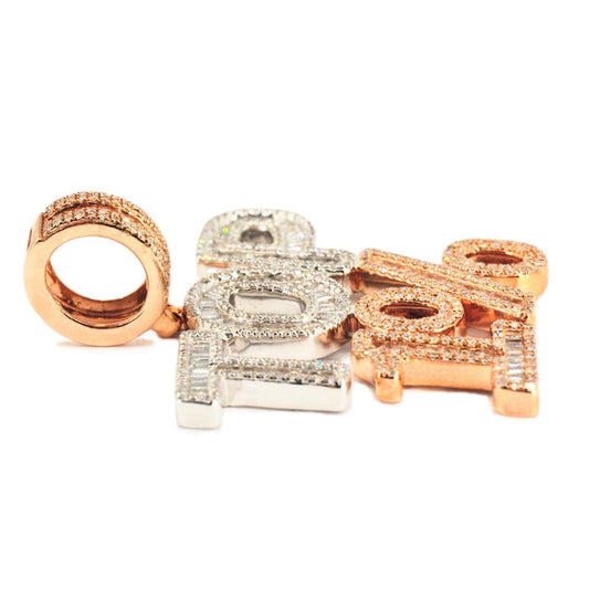 10k White and Rose Gold Round and Baguette Diamond 1.50ctw Top 1% Pendant - Johnny Dang & Co