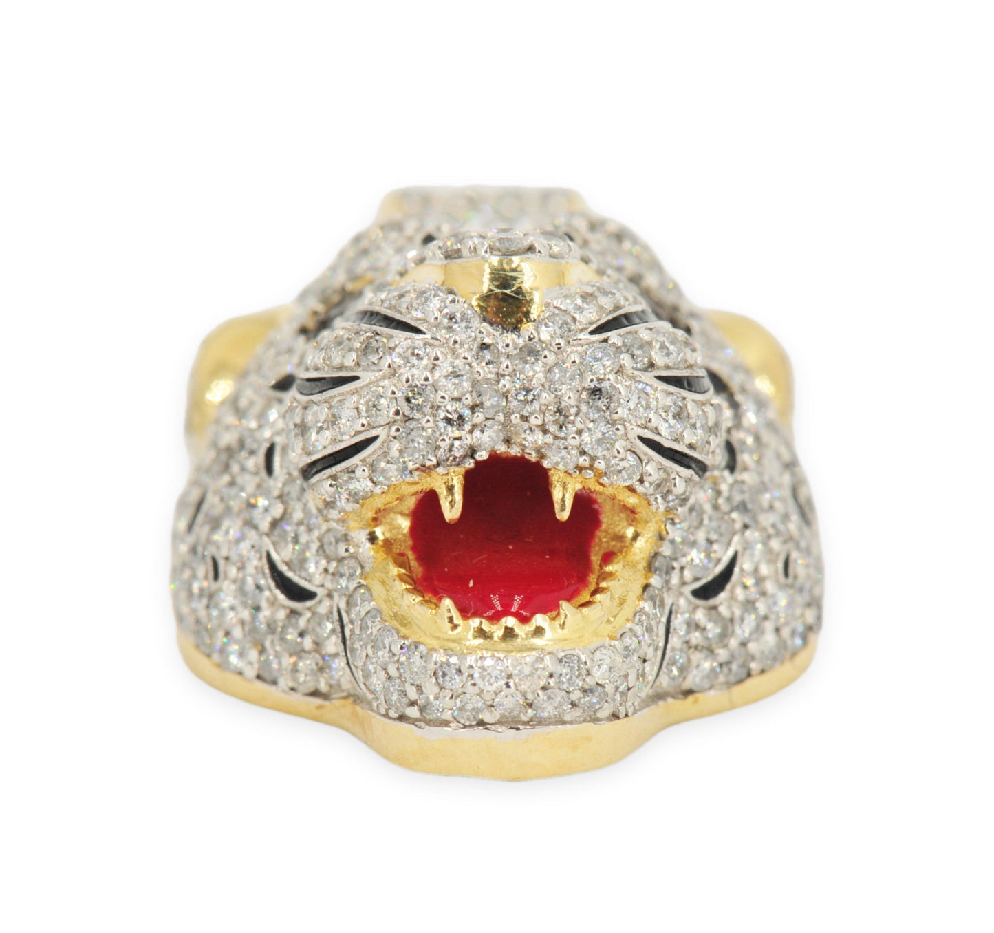 3D Tiger Head with Red Enamel Tongue and Colored Eyes - Johnny Dang & Co